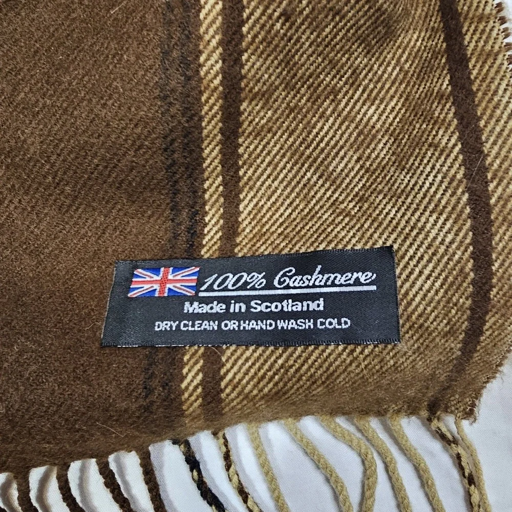 Cashmere Brown Fringe Scarf Scotland Fine Cashmere 100%